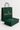 Green 'Beige Rue' branded shopping bag and box on a white background