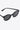 Black sunglasses with dark lenses on a white background side view
