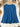 Blue long-sleeve top on a wooden hanger with floral and textured background