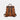 Brown textured backpack with black straps on a white background