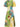 Colorful floral dress with a patchwork design on a white background