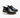 Men’s black leather lace-up derby shoes with sturdy brown sole and pull tab