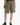 Back view of sage green distressed shorts worn by male model, showing elastic waistband and casual length