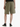 Back view of sage green distressed shorts worn by male model, showing elastic waistband and casual length