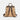 Beige backpack with brown straps on a white background