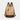 Beige textured backpack with brown accents on a light gray background