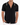 Black classic button-down short-sleeve shirt with textured knit and white trim, front view