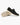 Black loafers with beige soles on a white background