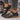 Black sandals with brown soles for women