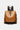 Brown backpack with black accents on a white background