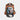 Brown leather backpack with compartments containing electronic devices on a white background