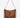 Brown leather shoulder bag on a white background