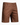 Brown men’s cotton chino shorts with button closure, elastic side waistband, and front pockets on a clean background