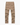 Flat lay of men’s khaki cotton cargo pants with button waist and flap pockets on a background back view