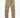Flat lay of men’s khaki cotton cargo pants with button waist and flap pockets on a clean background