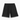 Front view of black men's distressed shorts with ripped design and comfortable waistband