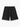 Front view of black men's distressed shorts with ripped design and comfortable waistband