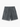 Front view of dark gray men's distressed drawstring shorts featuring ripped detailing and relaxed fit