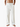 Front view of white cotton-linen men’s lounge pants with drawstring and pockets on plain background
