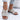 Gray open-toe sandals, front view