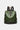 Green backpack with brown accents on a light gray background