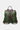 Green backpack with brown straps on a white background