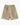 Khaki knee-length drawstring shorts with side pockets on a clean background