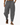 Man wearing loose gray drawstring pants with side pockets and sandals while walking on white background