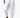 Man wearing loose white drawstring pants with side pockets and sandals while walking on white background