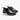 Men’s black leather lace-up derby shoes with sturdy brown sole and pull tab