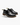 Men’s black leather lace-up derby shoes with sturdy brown sole and pull tab