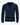 Navy blue button-down v-neck cotton cardigan over white shirt with sleeves down