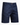 Navy blue men’s cotton chino shorts with button closure, elastic side waistband, and front pockets on a clean background