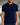 Navy short-sleeve polo shirt with red and green contrast collar and sleeve cuffs, button placket front on a background