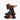 Pair of black and brown leather boots on a white background