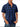 Men's blue and black plaid short sleeve button up shirt with pointed collar – front view