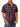 Men's red and navy plaid short sleeve button up shirt with collar – front view