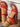 Red open sandals, side view