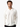 Side angle of white ribbed knit men's shirt paired with black trousers on model