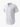 White short-sleeve men’s cotton shirt with mandarin collar and chest pocket, front angled view